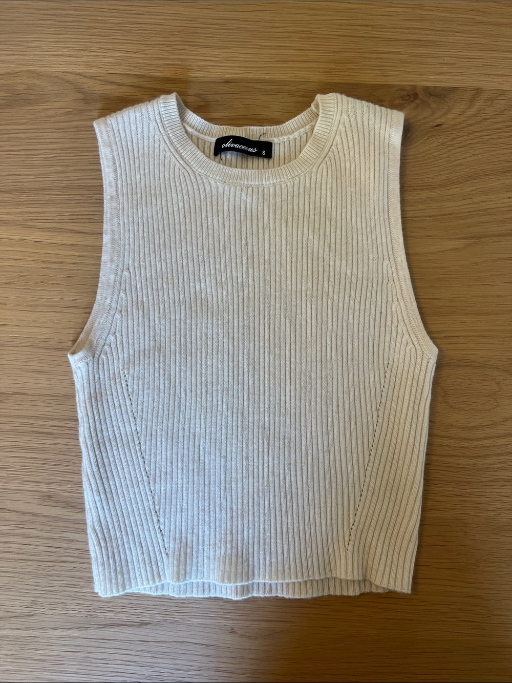 Cream ribbed sweater tank